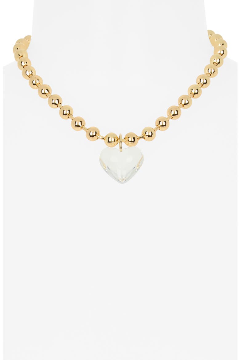 Clear Heart Pendant Necklace, Alternate, color, GOLD