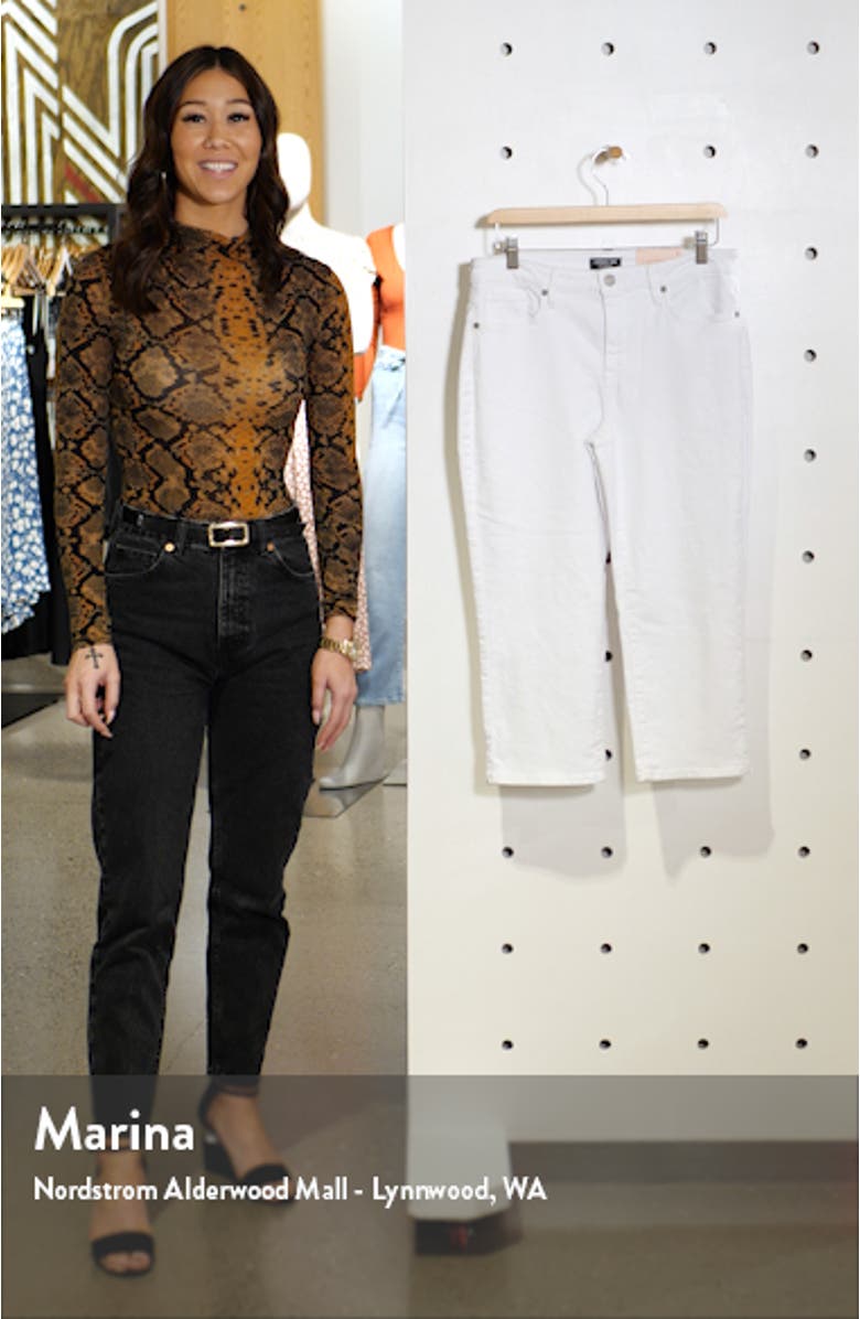 High Waist Side Slit Slim Straight Crop Jeans, sales video thumbnail