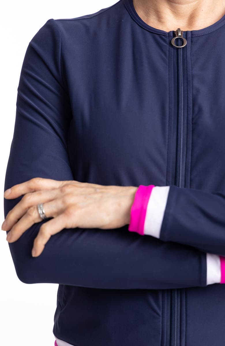 KINONA Tipped Zip-Up Cardigan, Alternate, color, 