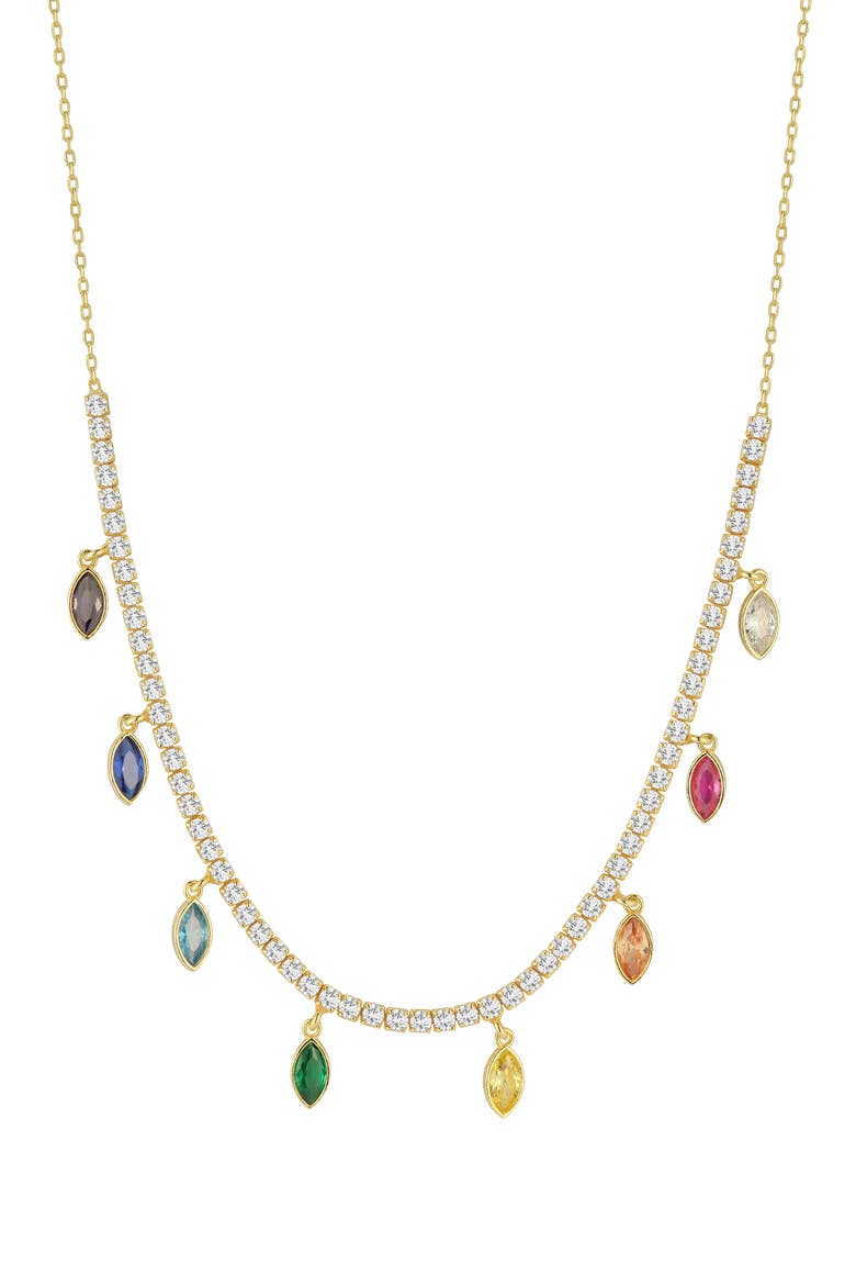 14K Gold Plated Sterling Silver CZ Charm Necklace, Main, color, GOLD