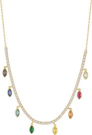 SPHERA MILANO 14K Gold Plated Sterling Silver CZ Charm Necklace
