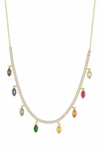 14K Gold Plated Sterling Silver CZ Charm Necklace
