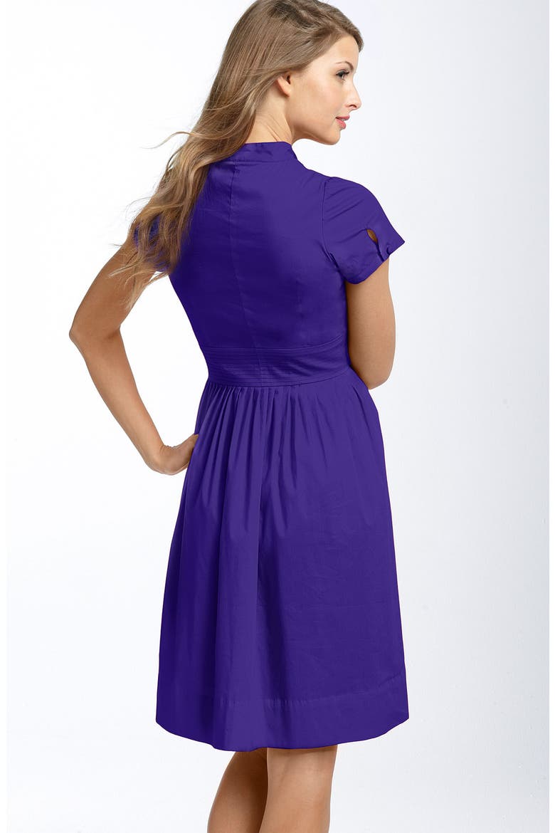 Ruffle Bib Stretch Cotton Shirtdress, Alternate, color, PURPLE