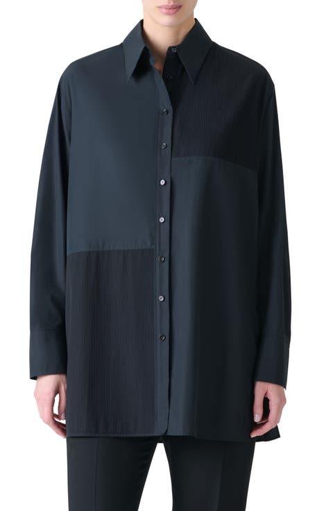 Pleat Detail Button-Up Shirt