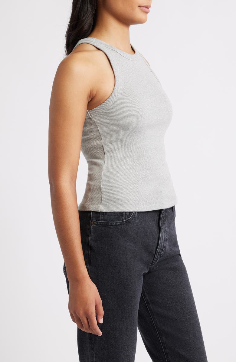Mavi Jeans Rib Stretch Cotton Tank, Alternate, color, Light Grey Melange