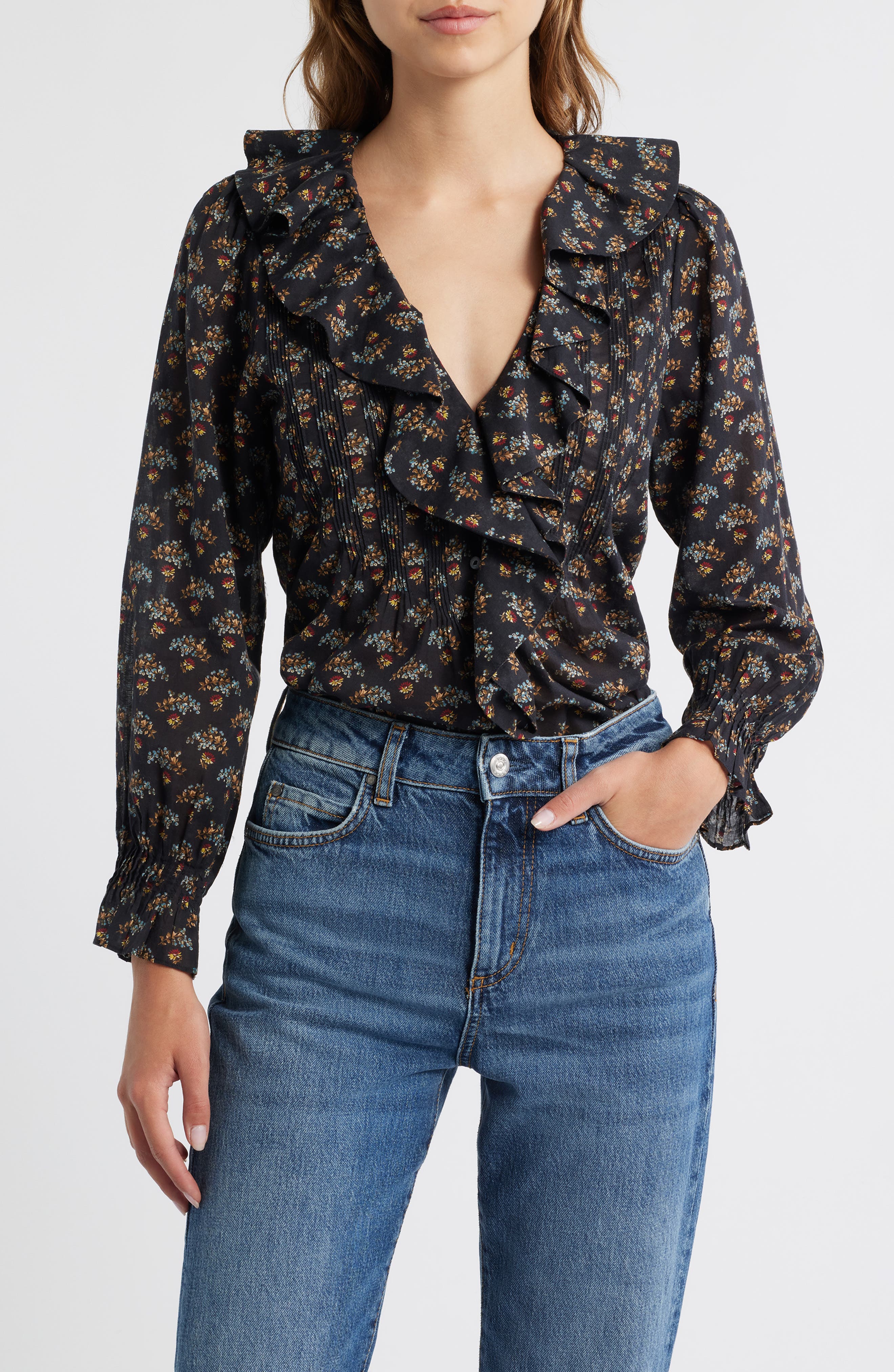 Hardy Ruffle Pintuck Organic Cotton Top