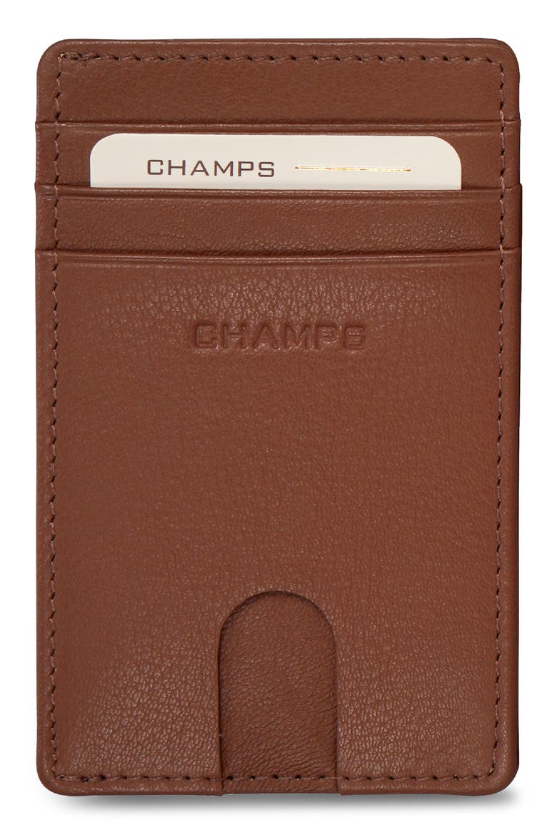 Leather Access RFID Card Case, Main, color, BROWN