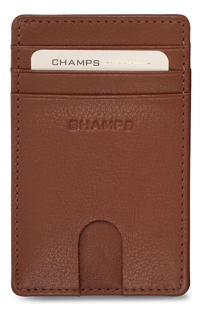 CHAMPS Leather Access RFID Card Case, Main, color, Brown