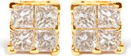 Haus of Brilliance 10K Yellow Gold 3/4 Ct Invisible Princess Composite Square Stud Earrings