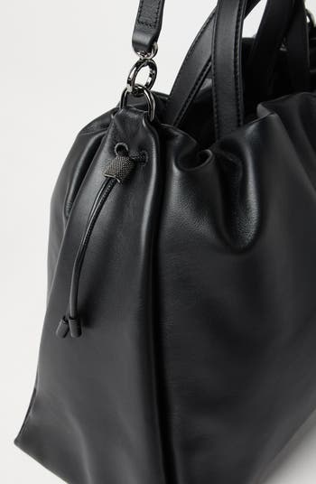 ハンドバッグ Brunello Cucinelli Brunello Cucinelli Soft Leather Medium Ha Brunello Cucinelli - Essence Blue Medium Monili Suede Bag
