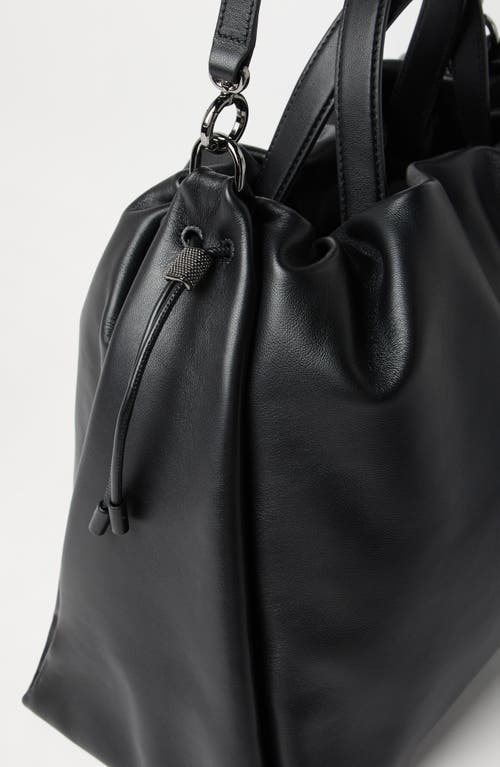 BRUNELLO CUCINELLI BRUNELLO CUCINELLI LARGE SOFT LEATHER MELLOW SHOPPER BAG 