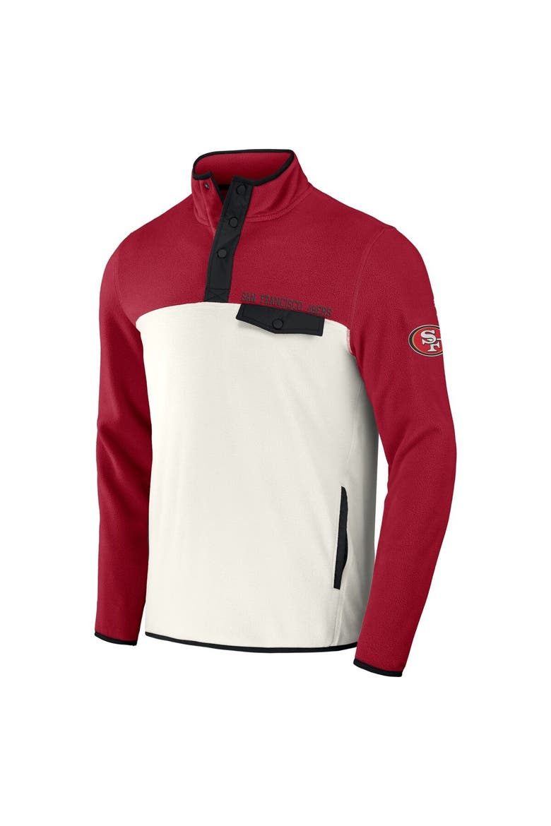 Men's NFL x Darius Rucker Collection by Fanatics Scarlet/Cream San Francisco 49ers Micro Fleece Quarter-Snap Jacket, Alternate, color, Scarlet
