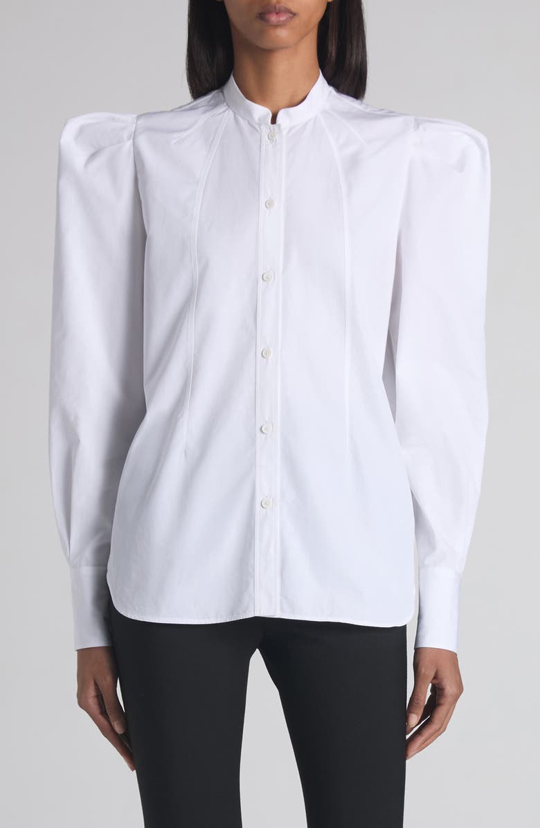 McQueen Cotton Poplin Button-Up Shirt, Main, color, Opticalwhite