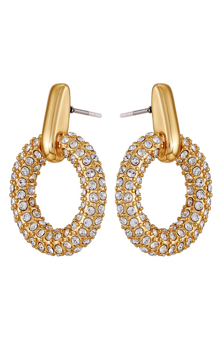 Vince Camuto Pavè Hoop Drop Earrings, Alternate, color, Gold Tone