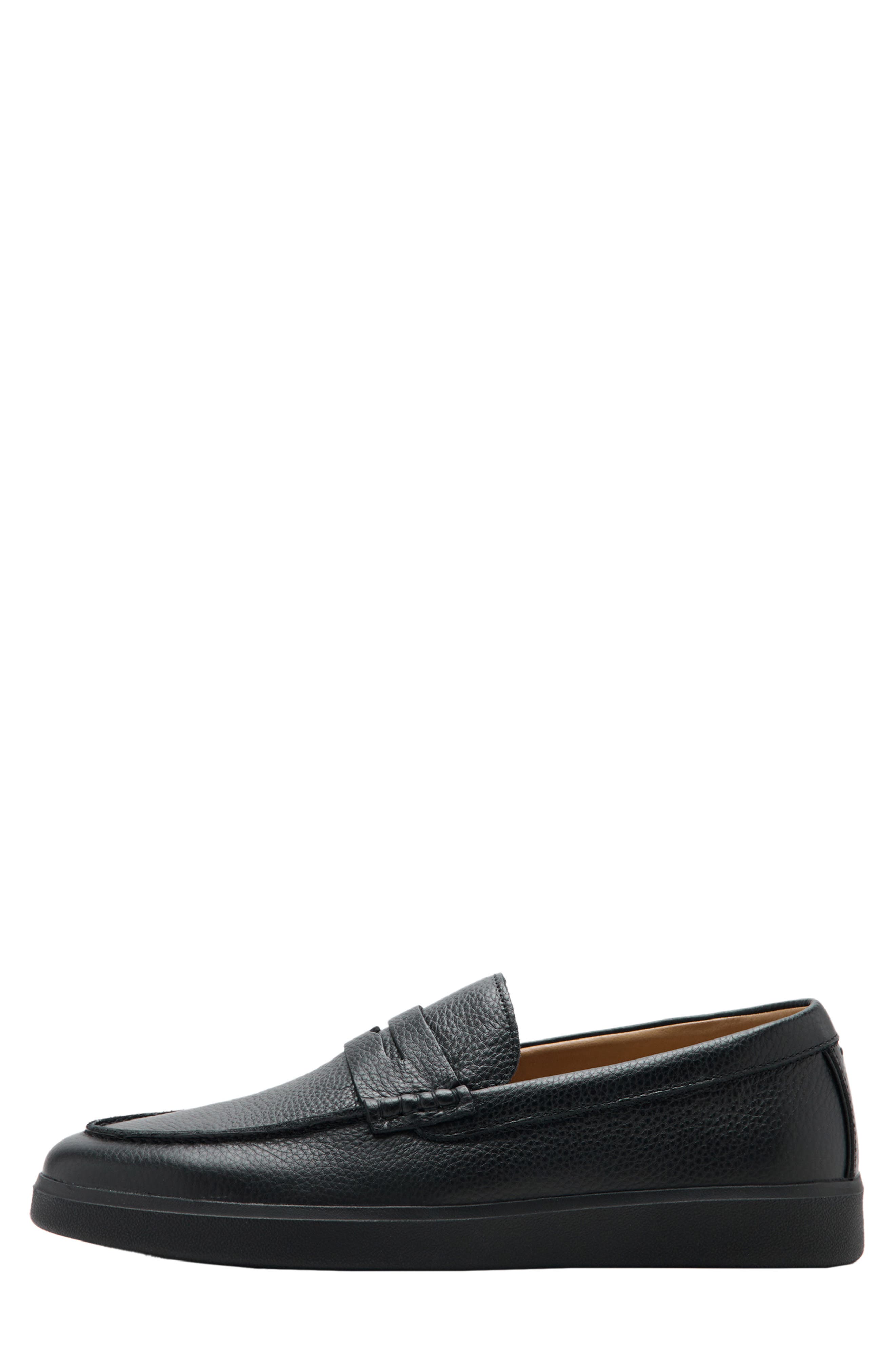 Leather Penny Loafer, Alternate, color, BLACK