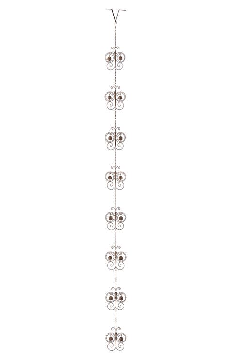 8.5ft Faux Copper Butterfly Shaped Rain Chain with V-Shaped Gutter Clip