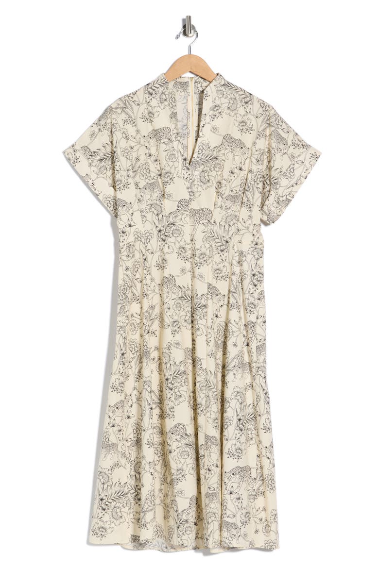 Safari Drop Shoulder Midi Dress, Alternate, color, CREAM/ BLACK