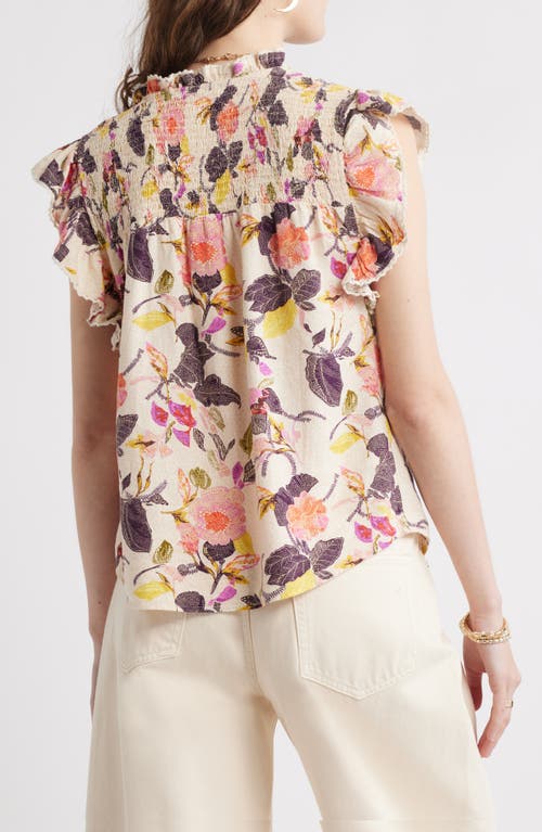 Shop Treasure & Bond Smocked Yoke Linen Blend Shirt