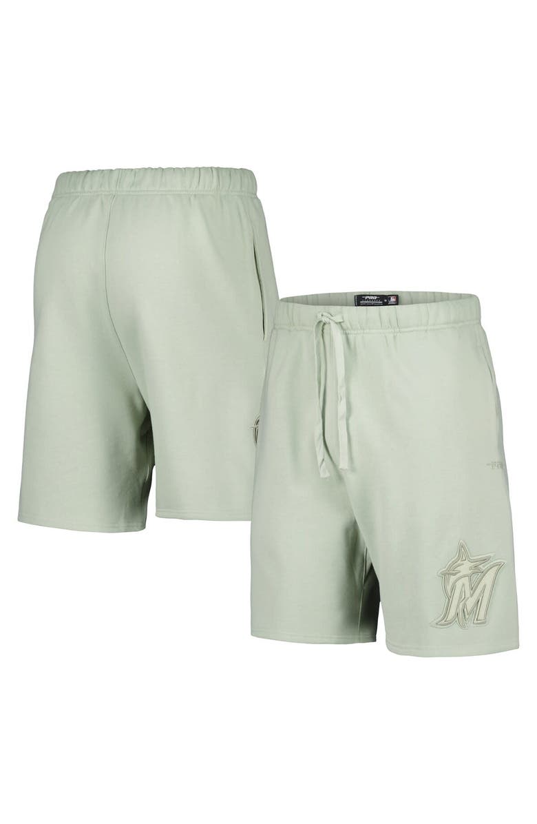PRO STANDARD Men's Pro Standard Light Green Miami Marlins Neutral Fleece Shorts, Alternate, color, Cream