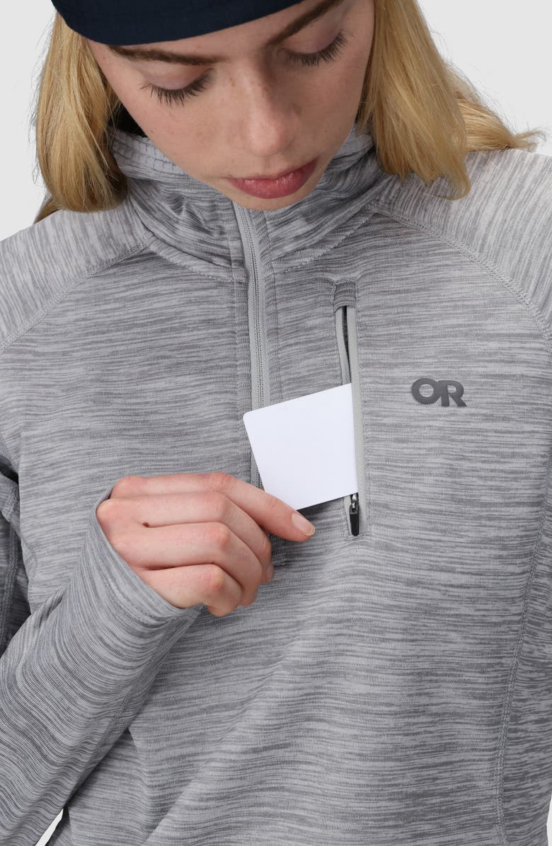 Outdoor Research Vigor Grid Fleece Quarter Zip, Alternate, color, Grey Heather