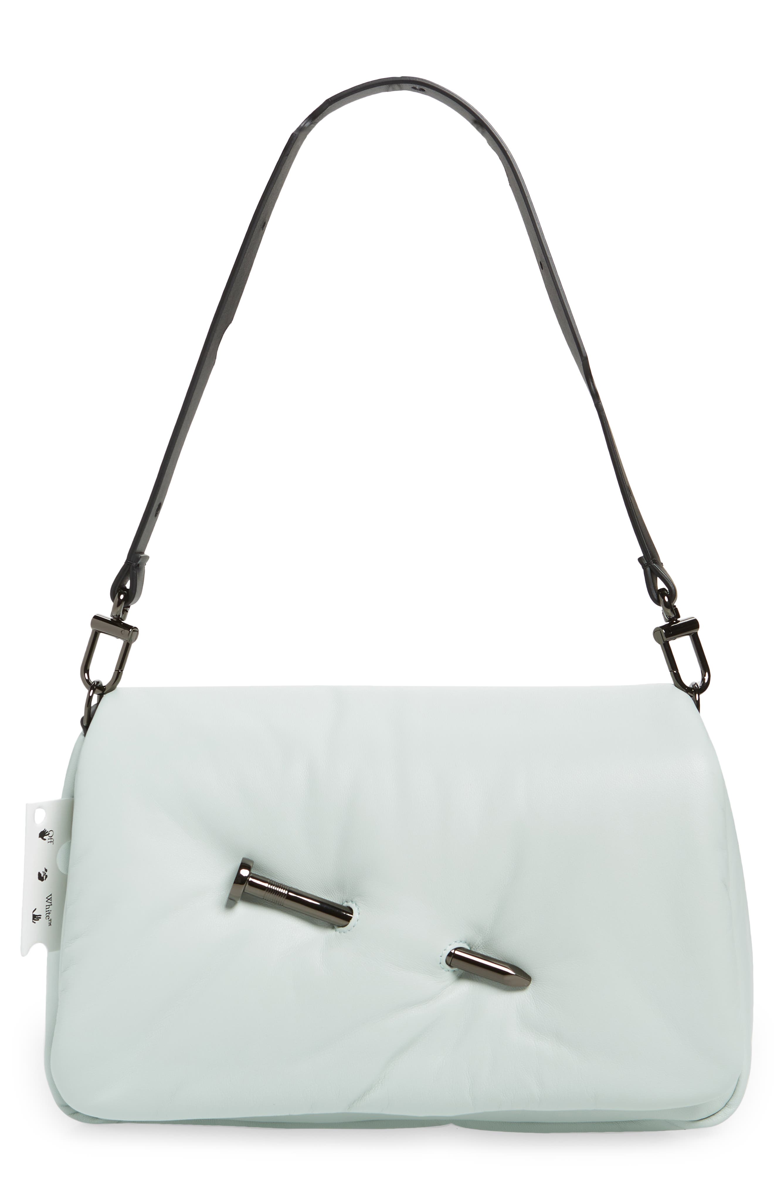 Off-White Nailed Slouchy 30 Leather Clutch, Main, color, 