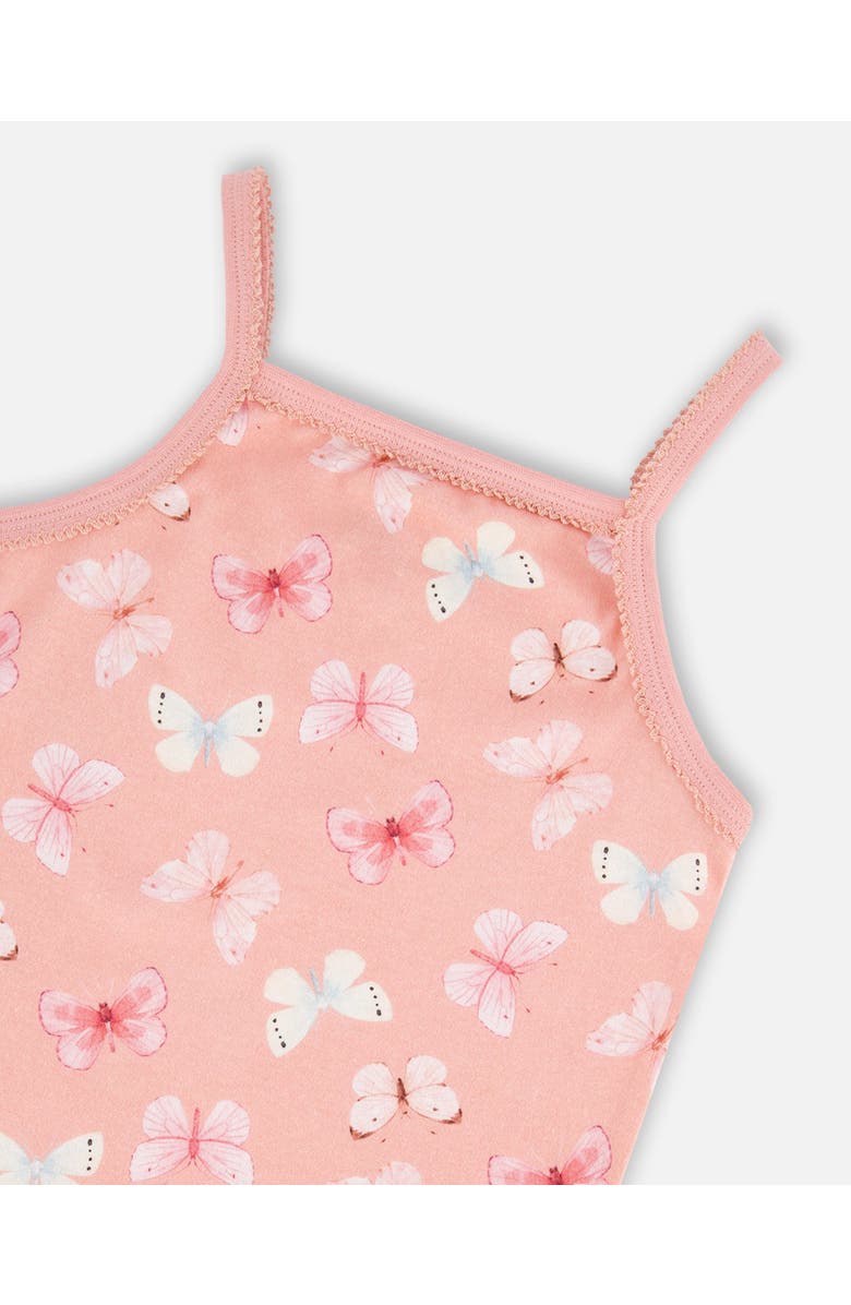 Deux par Deux Girl
s Printed Organic Cotton Tank Top Pink And Blue Butterflies On Old Pink, Alternate, color,