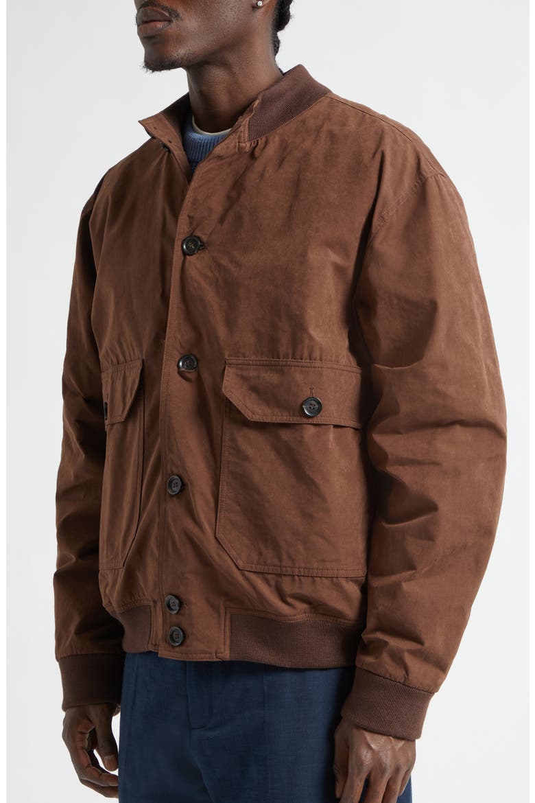 Water Repellent Nylon Rib Collar Jacket, Alternate, color, BROWN