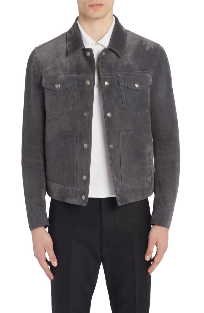 TOM FORD Brushed Suede Western Jacket, Main, color, 