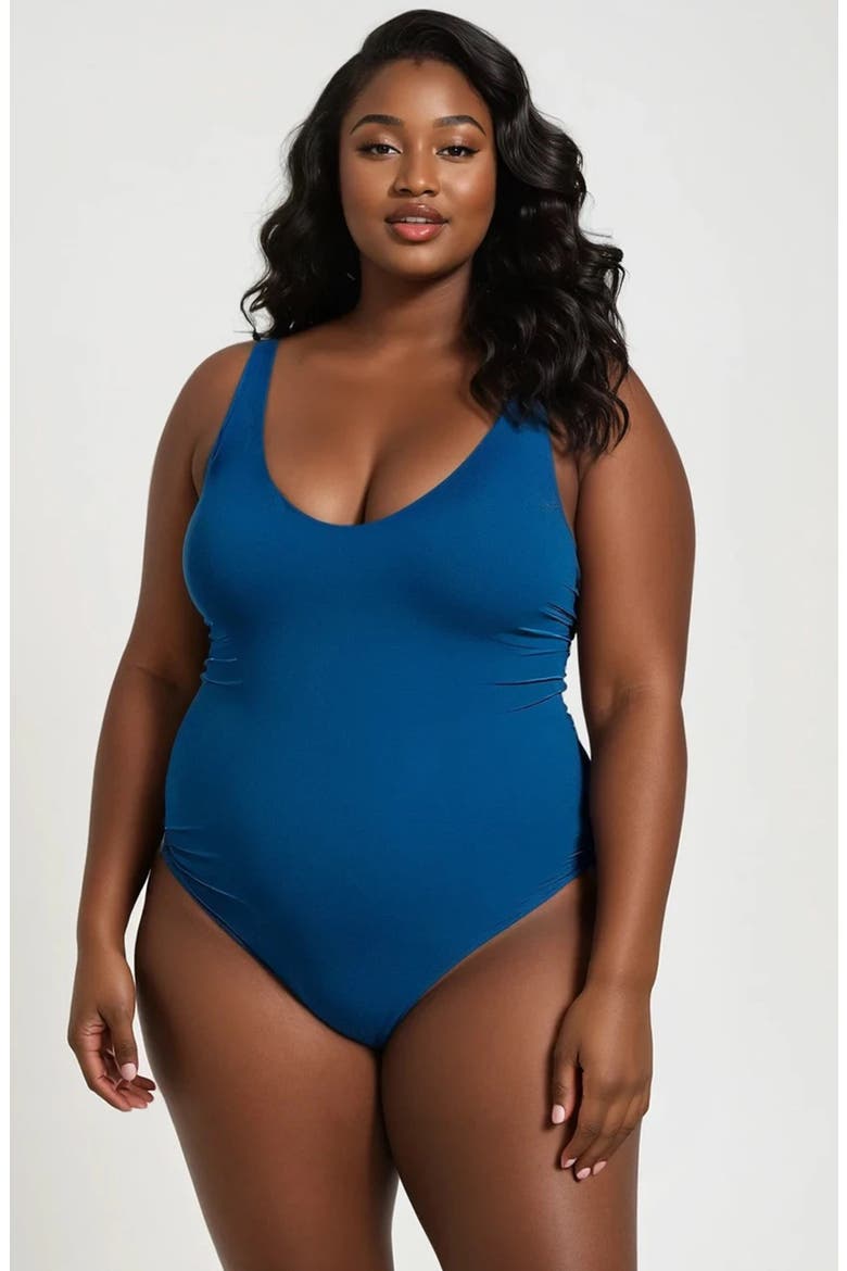 Plus Size Mila One-Piece Swimsuit With Built-In Bra and Tummy Control, Main, color, Space Blue