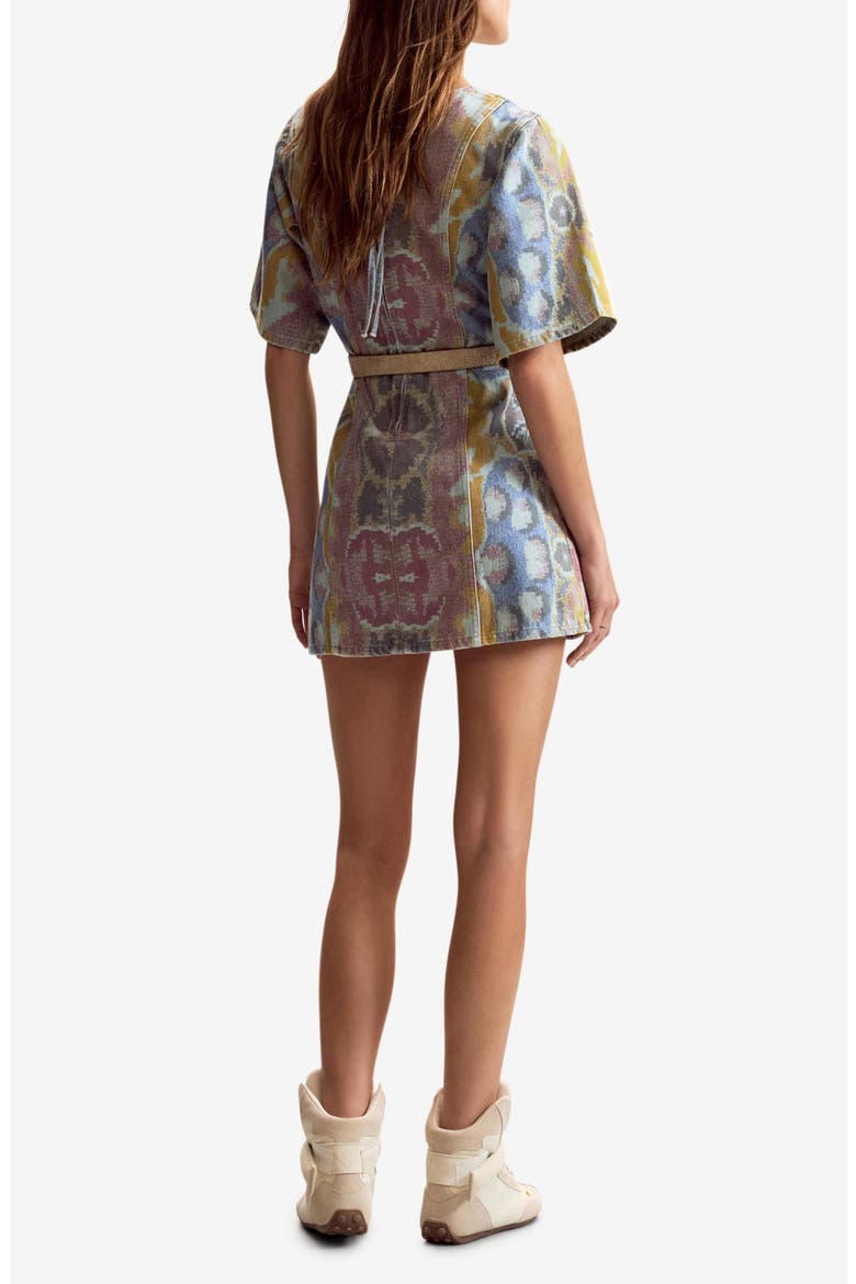 Printed Denim Minidress, Alternate, color, MEDIUM BLUE