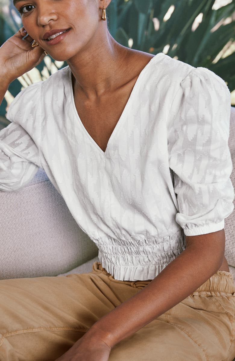 Splendid Elettra Smocked Waist Cotton Top, Alternate, color,