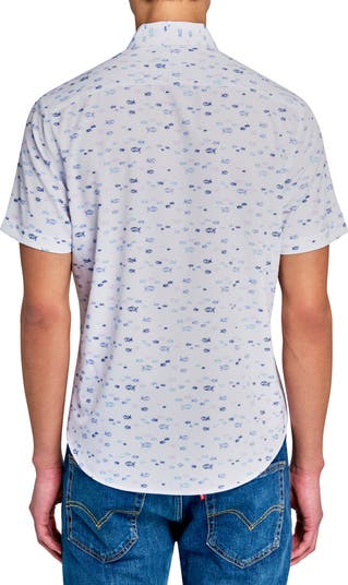 Fish Short Sleeve Woven Button Down Shirt