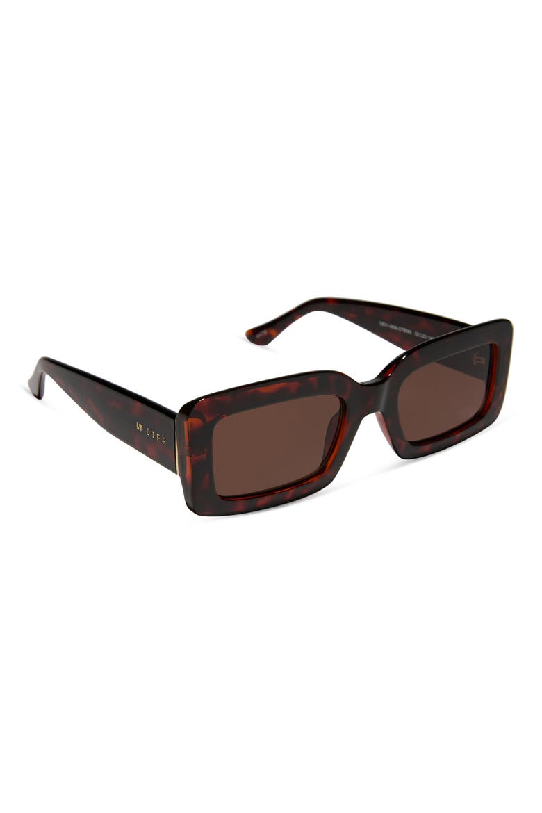 53mm Rectangle Sunglasses, Alternate, color, DARK TORTOISE