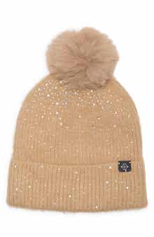 Studded Ribbed Pom Beanie