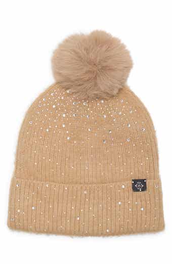 Studded Ribbed Pom Beanie