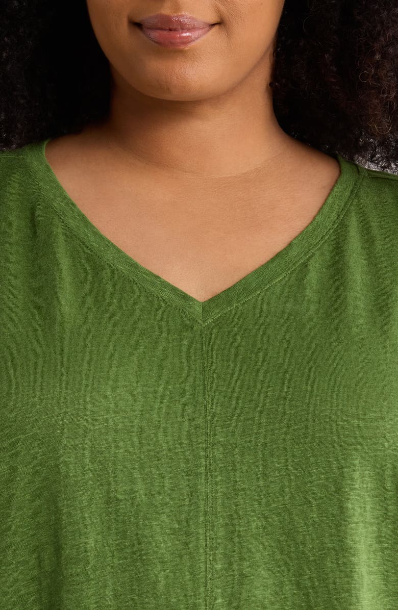 Eileen Fisher Boxy V-Neck Organic Linen T-Shirt, Alternate, color, Field