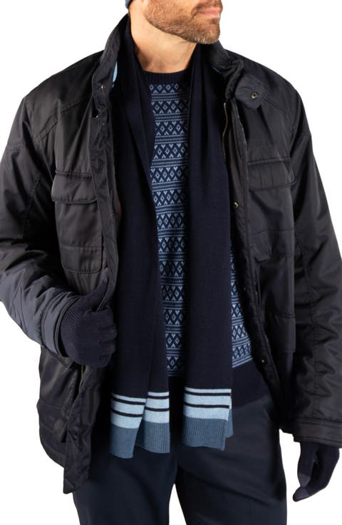 Cotton Blend Striped Scarf