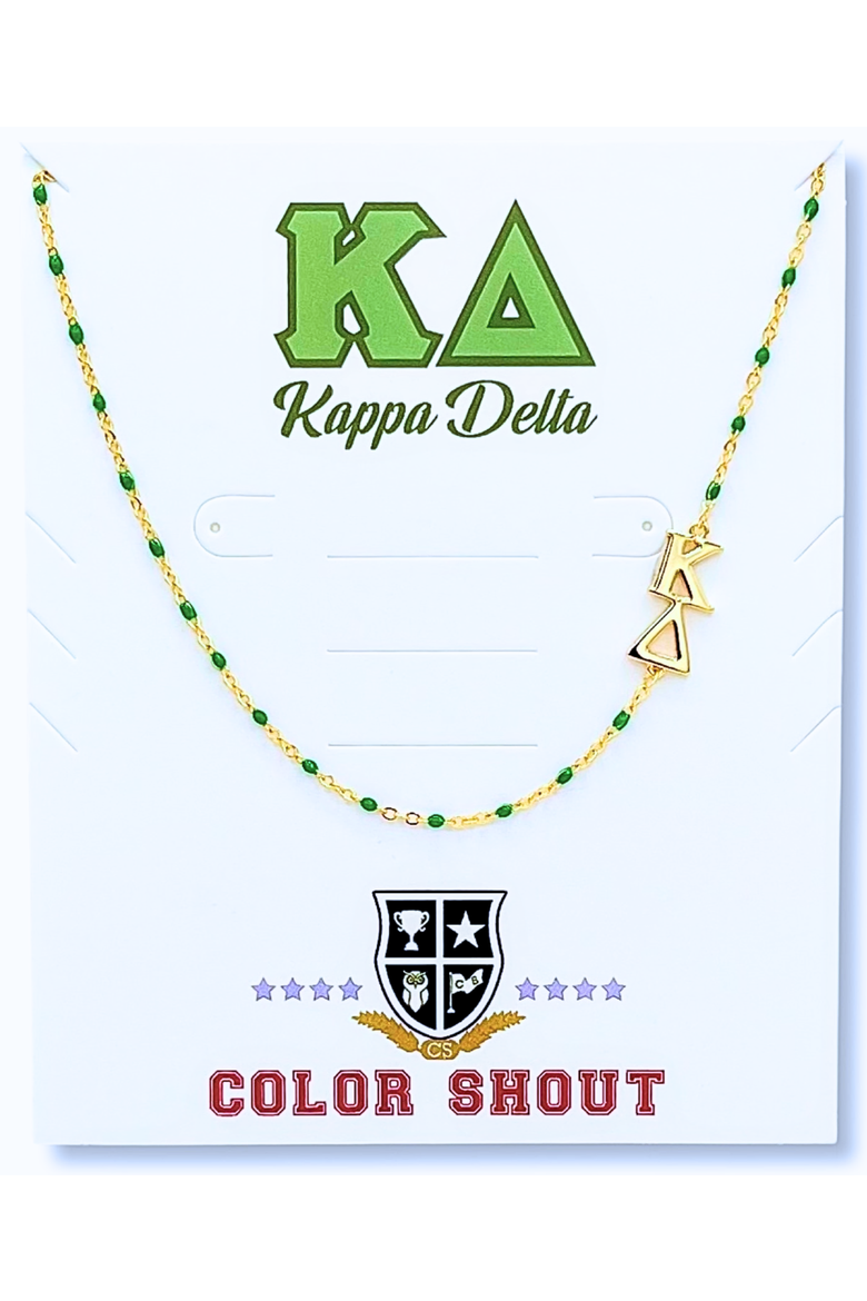 Kappa Delta Greek Letter Side Set Necklace, Main, color, Yellow Gold