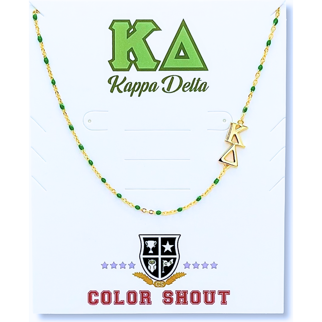 Color Shout Kappa Delta Greek Letter Side Set Necklace In Gold