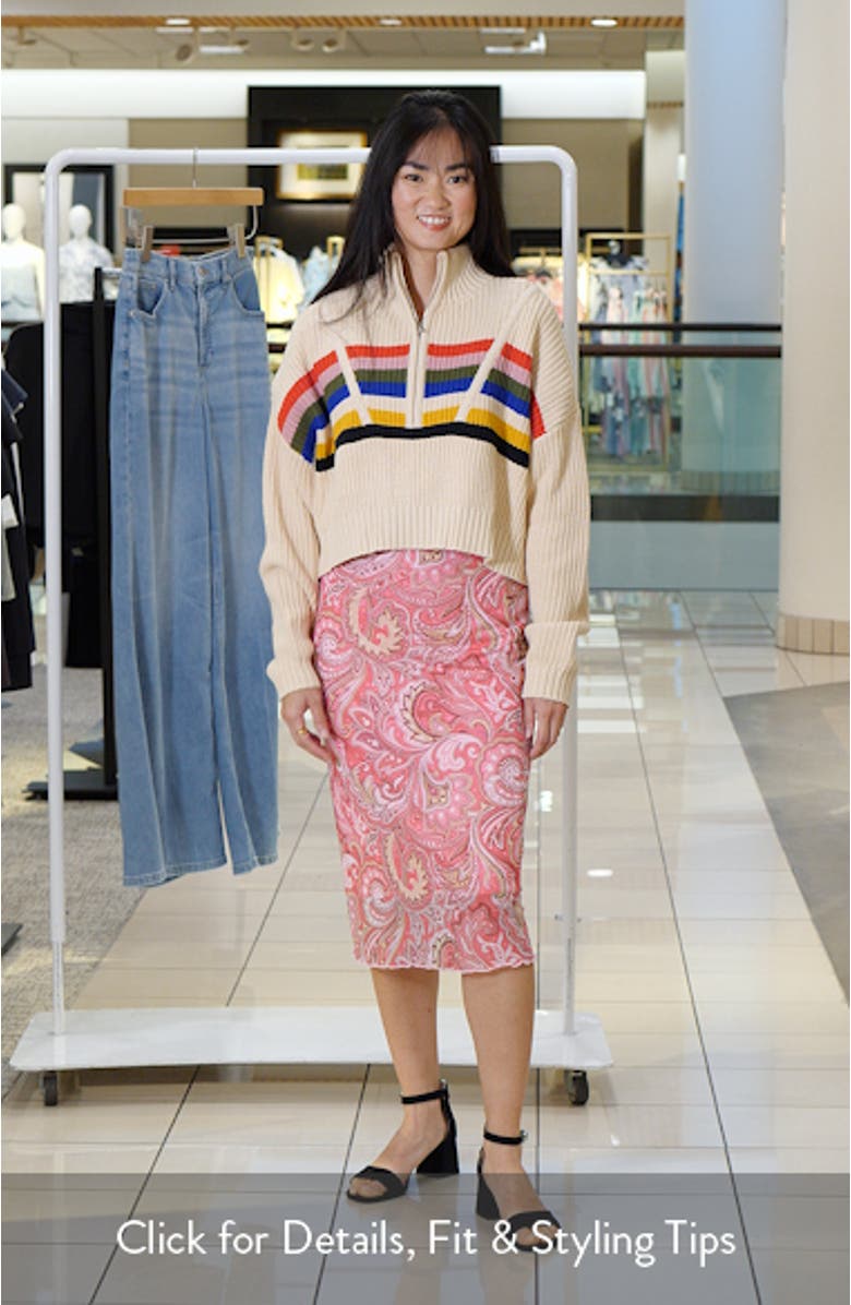 Hampton Stripe Half Zip Crop Sweater, sales video thumbnail