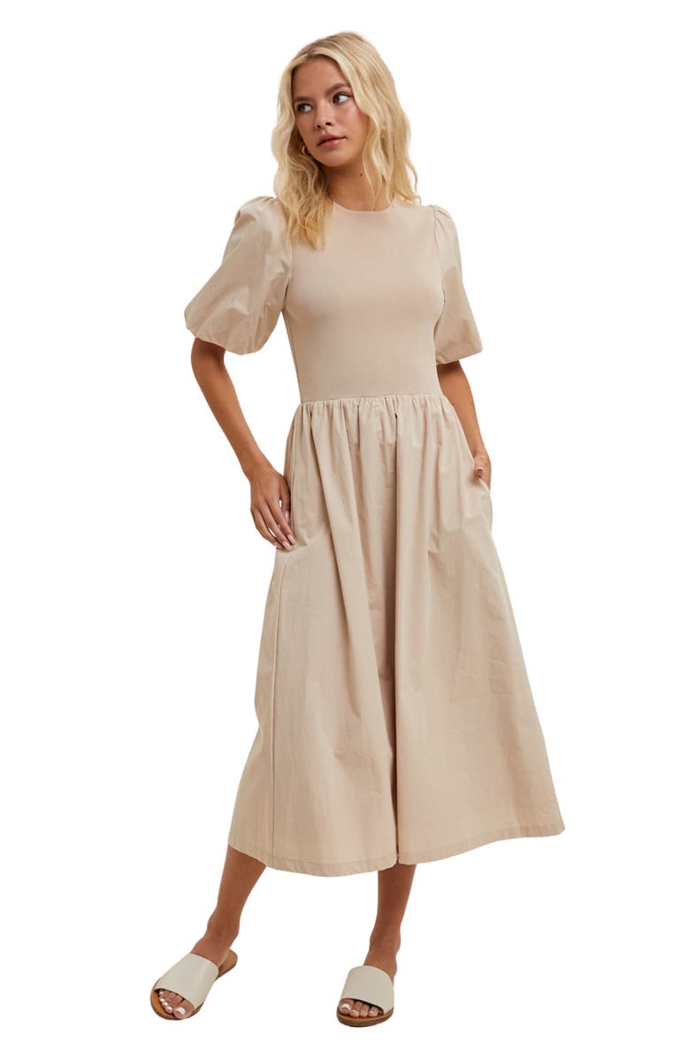 WISHLIST Twofer Midi Dress, Alternate, color, Natural