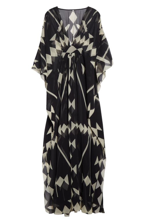 Johanna Ortiz Secret Garden Georgette Caftan Dress In Blue