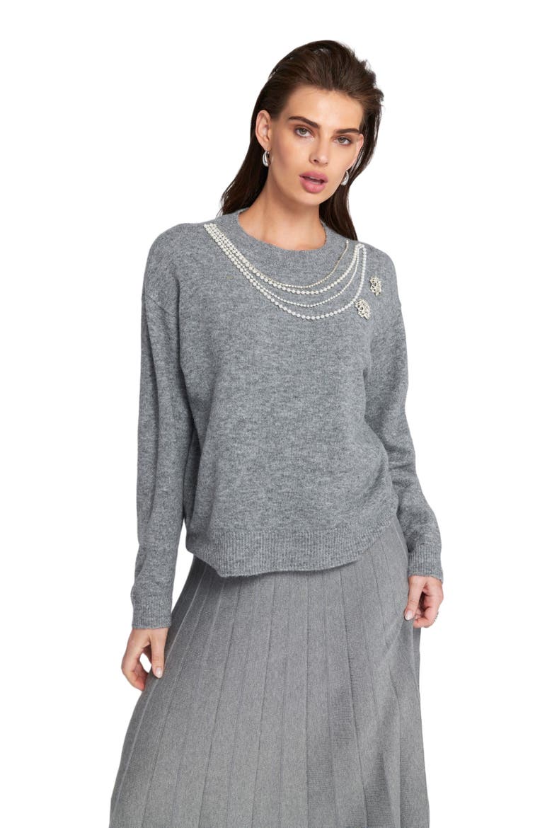 Embellished Sweater Pullover, Alternate, color, Grey
