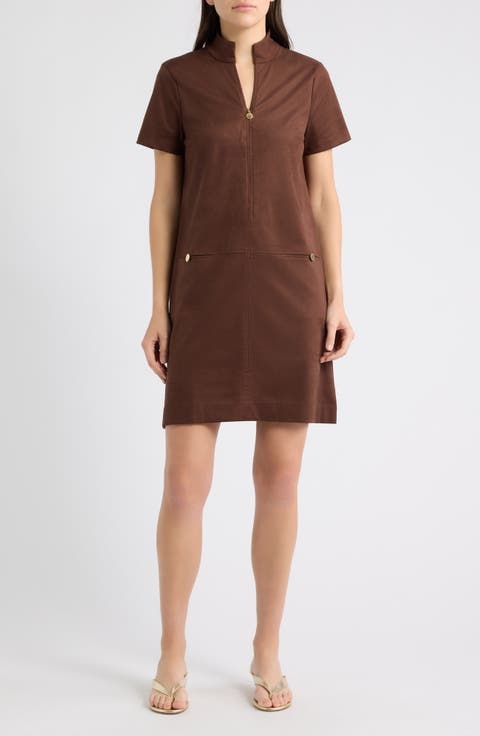 Split Neck Shift Dress