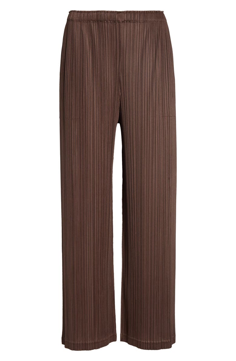 Issey Miyake Loop Pleated Wide Leg Ankle Pants, Alternate, color, Dark Brown