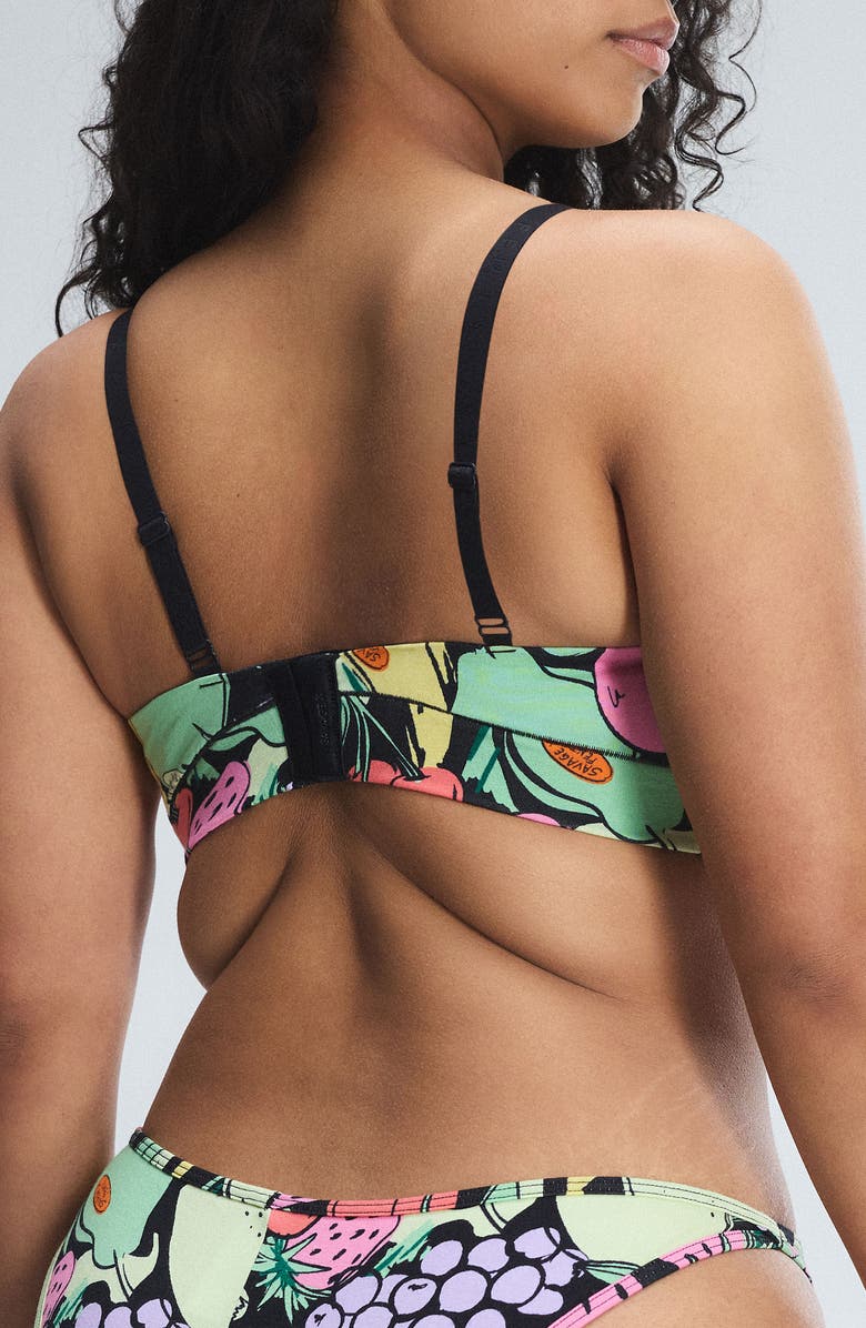 SAVAGE X FENTY Stretch Cotton Essentials Scoop Bralette, Alternate, color, Black Caviar Cabana Bunch