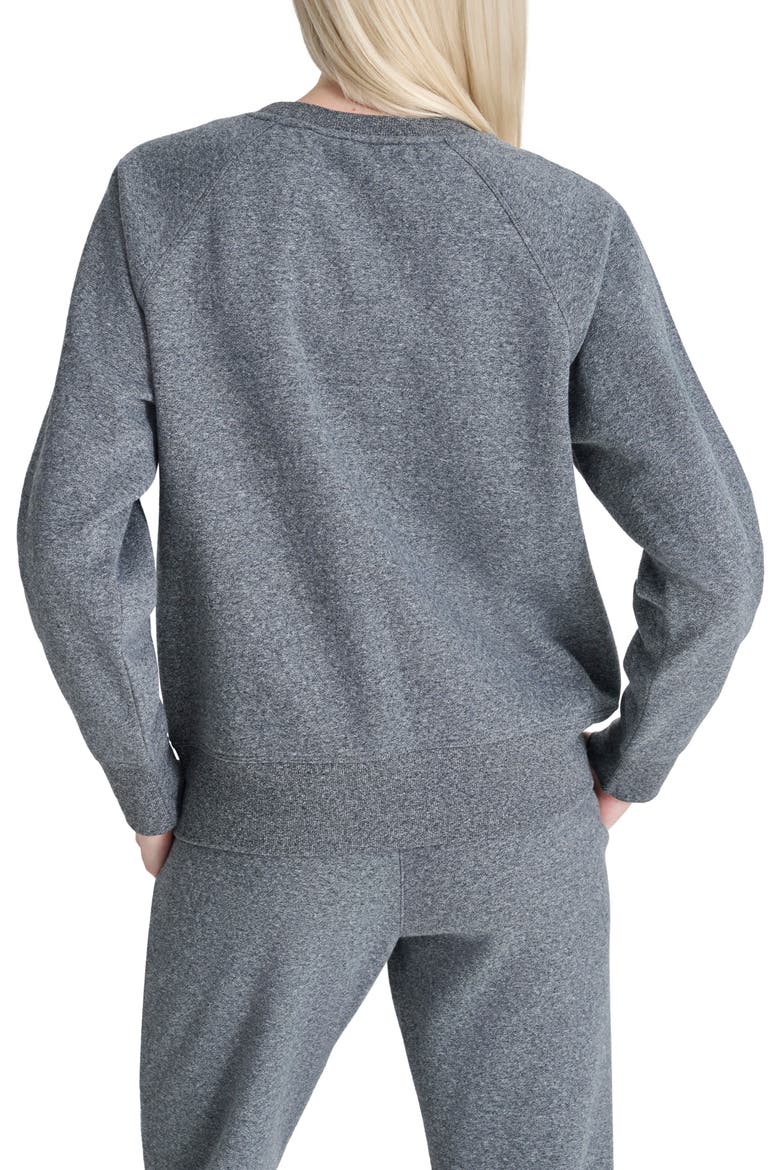 Rhinestone Logo Stripe Fleece Sweatshirt, Alternate, color, BLACK HEATHER