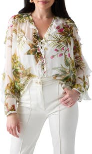 Marciano Hassana Ruffle Floral Print Top