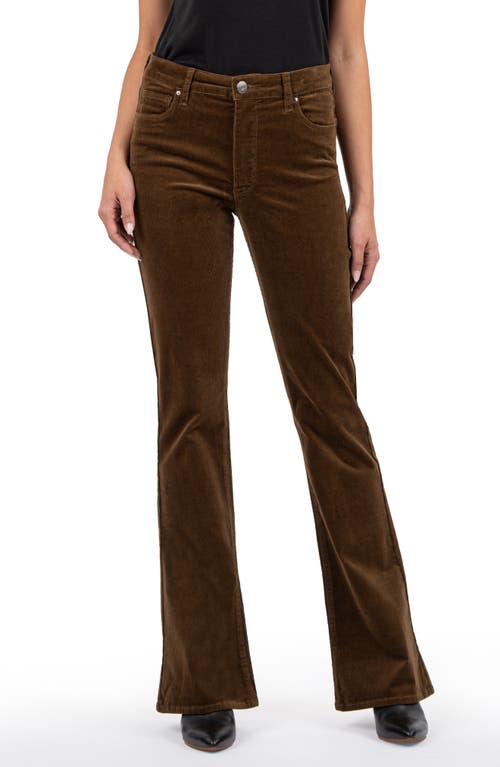 KUT from the Kloth Ana Fab Ab High Waist Corduroy Flare Jeans in Brunette 