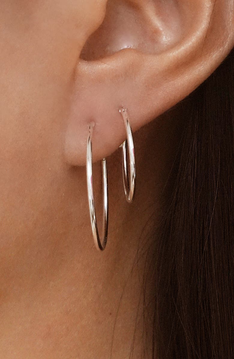 Argento Vivo Sterling Silver 2 Pairs of Endless Hoop Earrings, Alternate, color, Silver